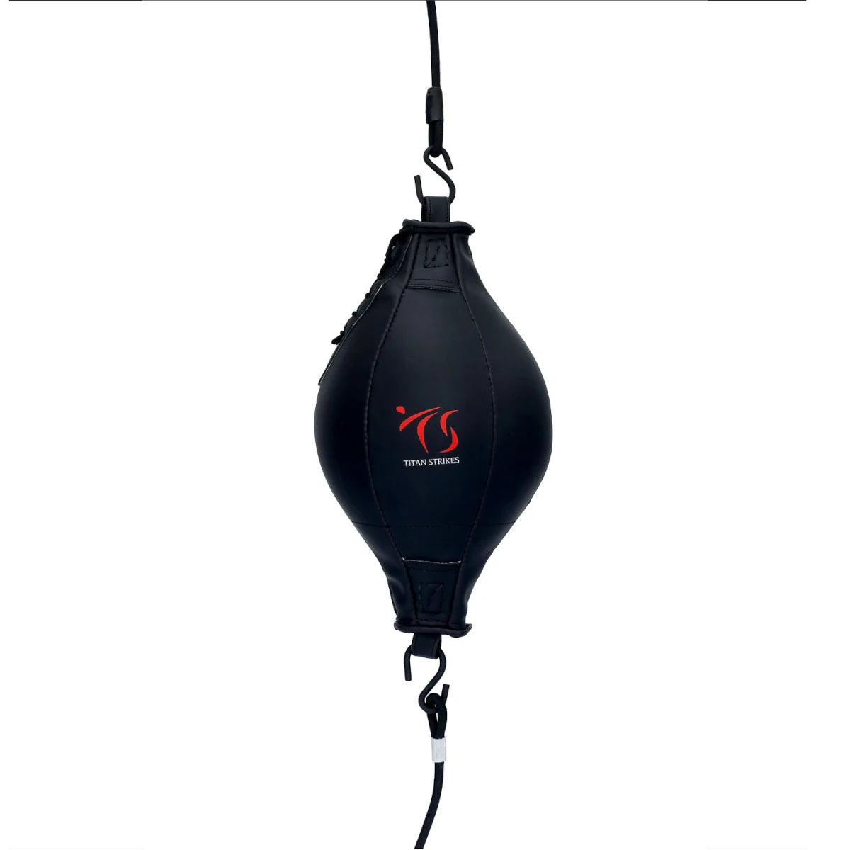 Titan Strikes boxing double end bag with TS logo and hooks and bungee cords