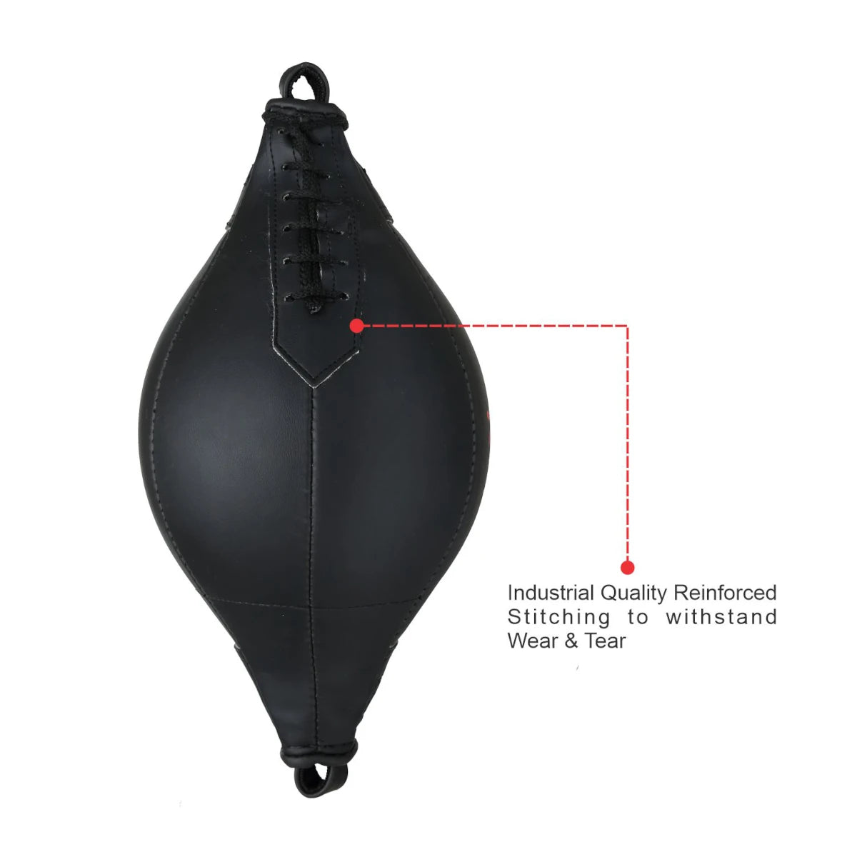 **SEO Optimized ALT Text**
Titan Strikes boxing double end bag featuring industrial-grade reinforced stitching for maximum durability and resistance to wear and tear