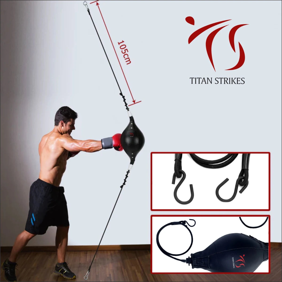 Titan Strikes double end boxing bag in training action