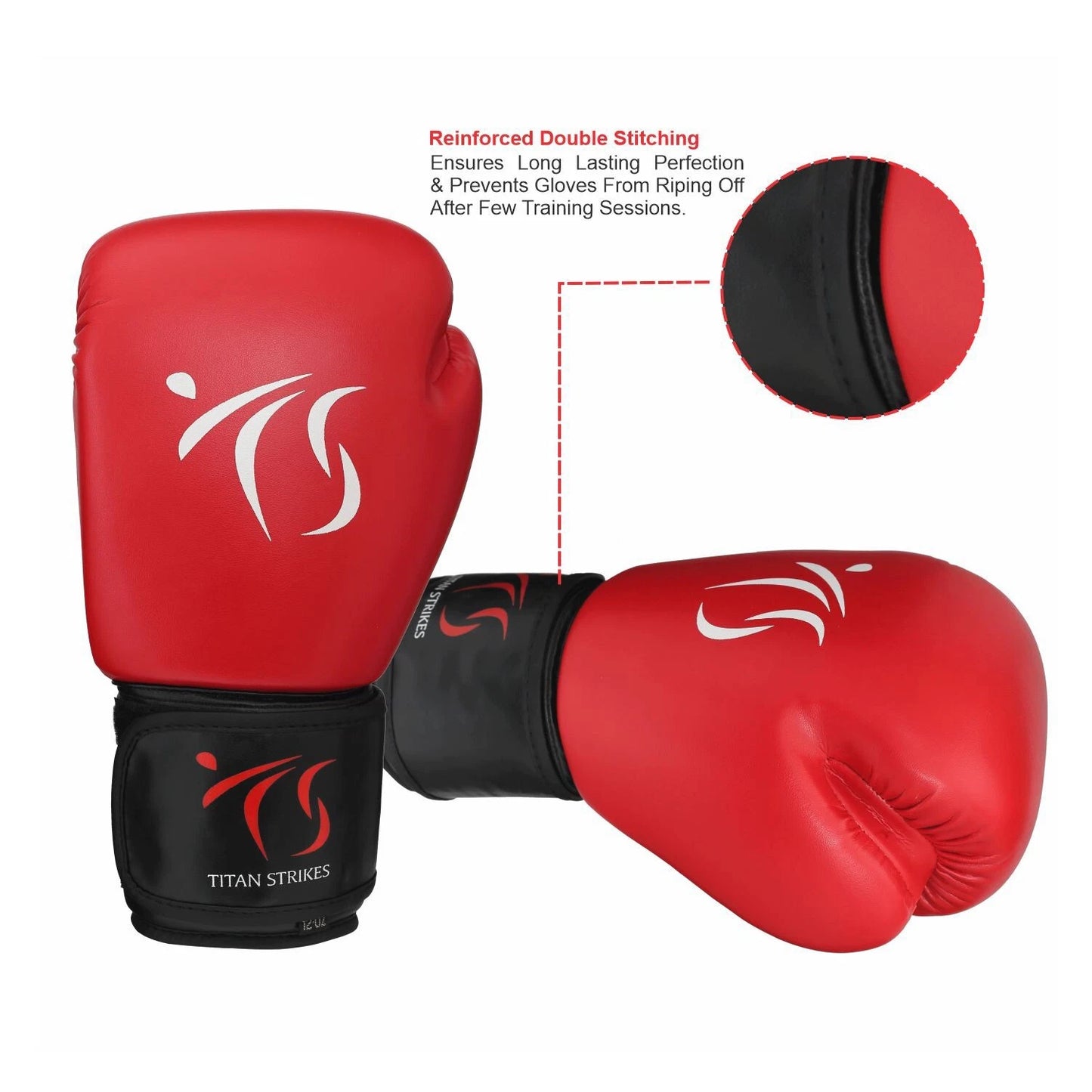 Reinforced double stitching use in Titan Strikes sparring boxing gloves