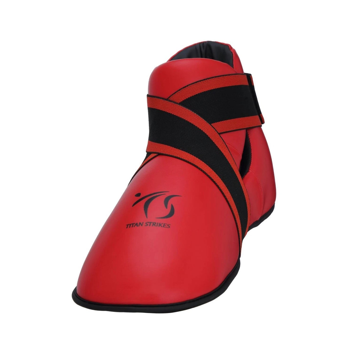 Titan Strikes Sparring Boots with side view, showing cross strap for easy fitting for any combat sports