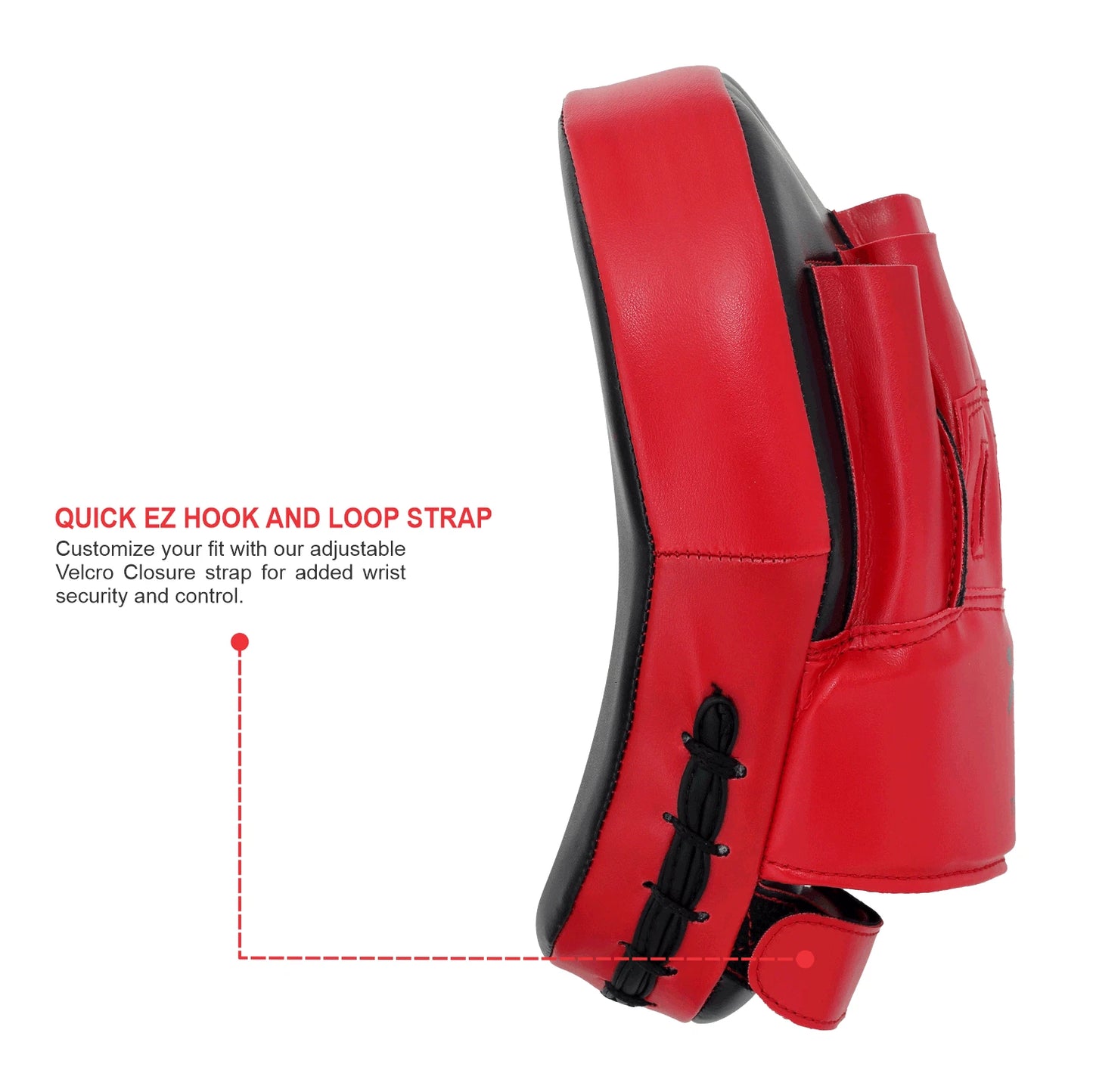 Titan strikes boxing mitts illustrating easy hook and loop velcro strap