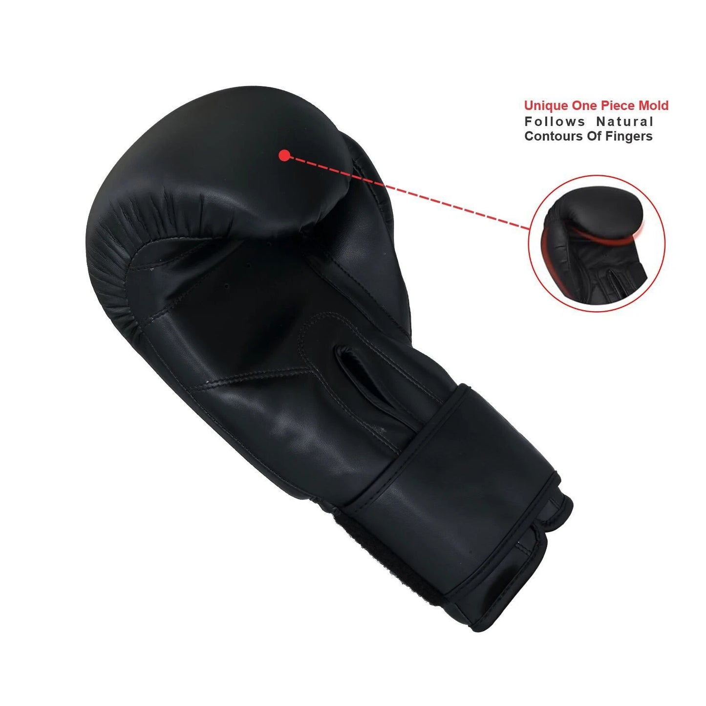 Titan Strikes sparring boxing gloves with a unique one-piece molded design that contours to natural finger shapes for ergonomic comfort and protection.