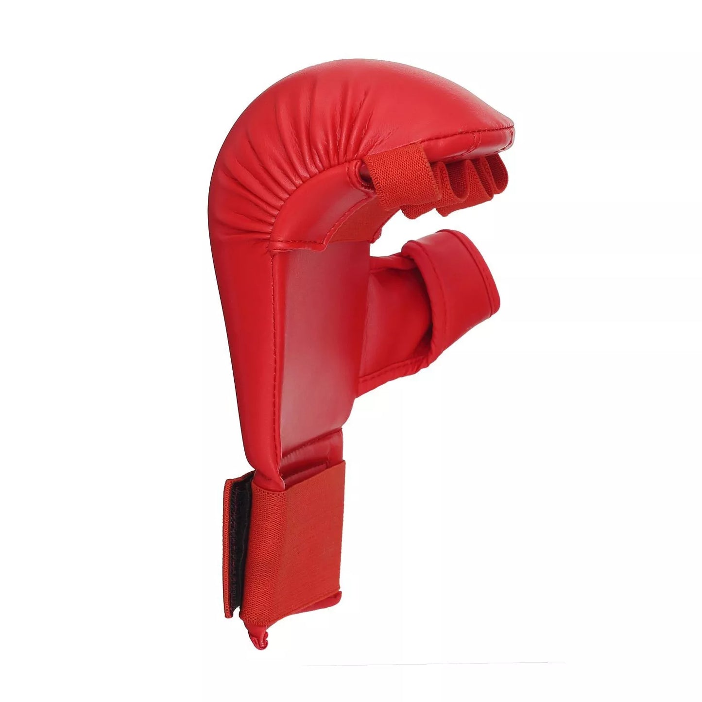 Side view of Titan Strikes Karate pads and glove, fingers and thumb holes