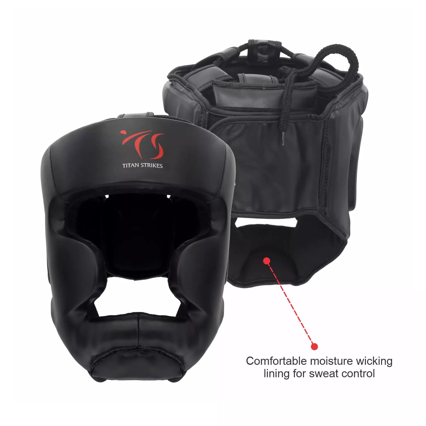 Titan strikes boxing head guard has moisture wicking inner lining to keep you dry