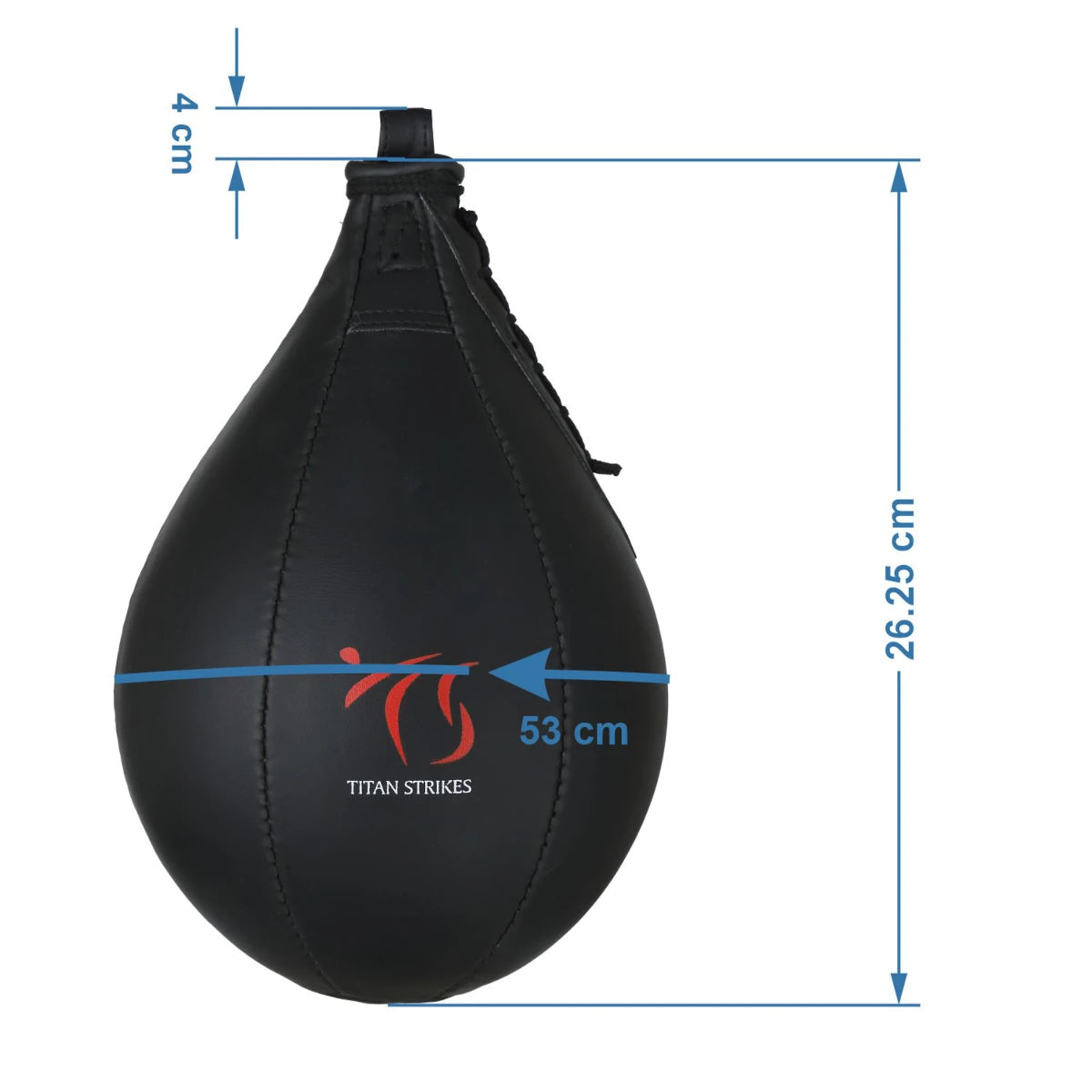 Titan Strikes speed bags for boxing measurement chart in centimeters showing height and circumference dimensions