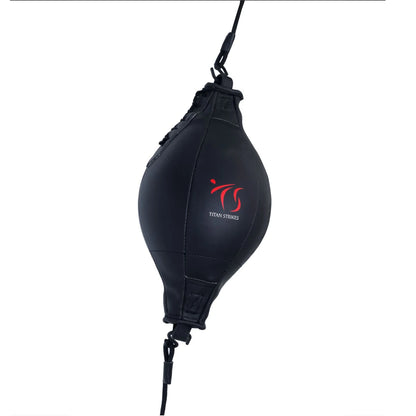 Titan Strikes double end boxing bag with hooks attached to bungee string