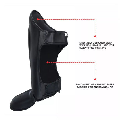 mma shin guards with sweat wicking lining ergonomically shaped padding for comfort fit