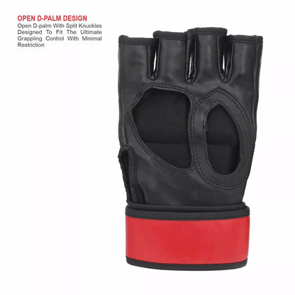 MMA Sparing Gloves open D-PALM design with split fingers to fit for ultimate grappling and control