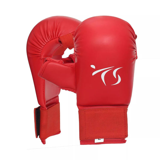 Titan Strikes Karate Gloves band and side view with thumb hole and Wrist strap