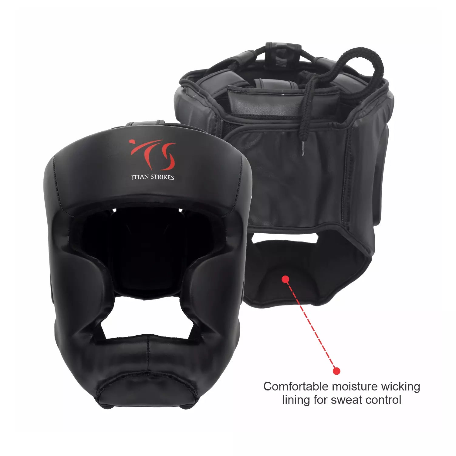 Titan strikes boxing head guard has moisture wicking inner lining to keep you dry