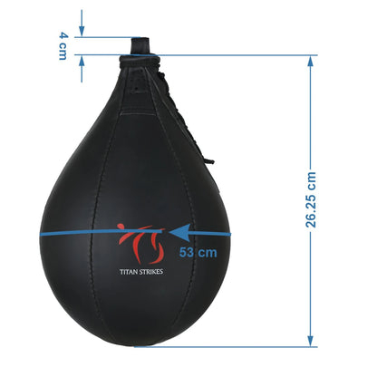 Titan Strikes speed bags for boxing measurement chart in centimeters showing height and circumference dimensions